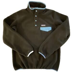 Patagonia Synchilla Snap T Pullover Jacket Women’s Large Black Fleece 1/4 Snap